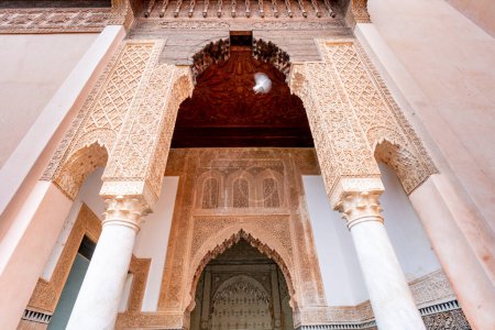 Foto de Las tumbas de Saadian son una necrópolis real histórica en Marrakech, Marruecos, situada en el lado sur de la mezquita de Kasbah. - Imagen libre de derechos
