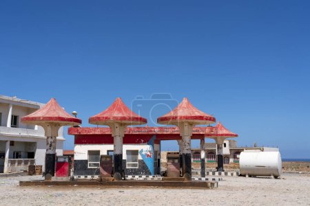Photo for Old gas station close to airport and capital city - Royalty Free Image