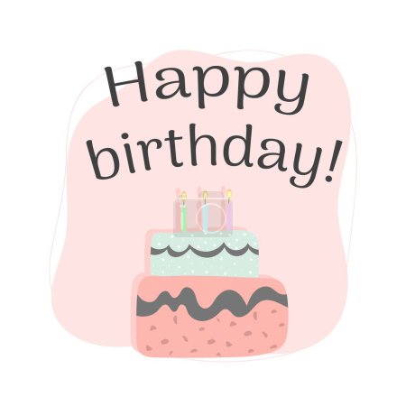 Téléchargez les photos : Joyeux anniversaire gâteau illustration carte - en image libre de droit
