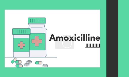 Téléchargez les illustrations : Amoxicillin nom générique de médicament. C'est un antibiotique utilisé pour traiter l'infection de l'oreille moyenne, le streptocoque, la pneumonie, les infections cutanées et les infections des voies urinaires. - en licence libre de droit