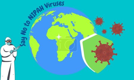Illustration for Nipah virus (niv) infection is a newly emerging zoonosis that causes severe disease in both animals and humans. Vector illustration - Royalty Free Image