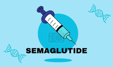 Semaglutide Ozempic injection control blood sugar levels vector.