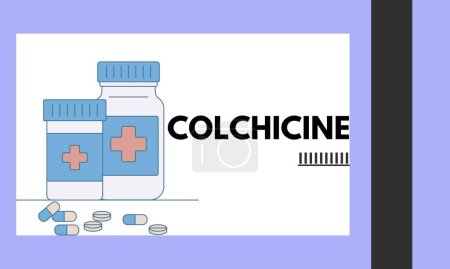 Colchicine tablet close up of medication used to treat gout and Behcet disease, pericarditis, familial mediterranean fever