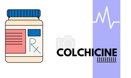 Illustration for Colchicine tablet close up of medication used to treat gout and Behcet disease, pericarditis, familial mediterranean fever - Royalty Free Image