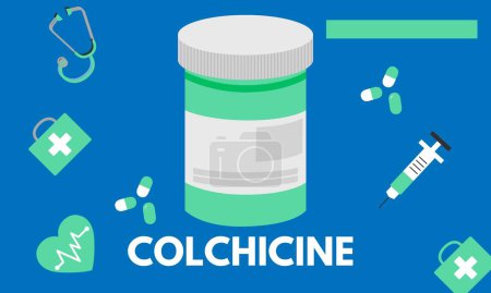 Téléchargez les illustrations : Colchicine comprimé gros plan des médicaments utilisés pour traiter la goutte et la maladie de Behcet, la péricardite, la fièvre méditerranéenne familiale - en licence libre de droit