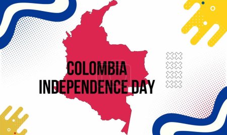 bannière de la fête nationale de la Colombie avec carte, drapeau couleurs thème fond et géométrique abstrait rétro moderne bleu rouge jaune design.