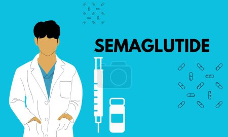 Semaglutide Ozempic injection control blood sugar levels vector.