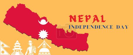 Ilustración de Bandera del día nacional de Nepal para el aniversario del día de la independencia. Bandera de Nepal y diseño moderno geométrico retro abstracto. - Imagen libre de derechos