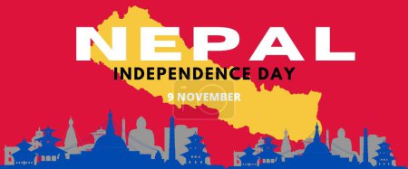 Ilustración de Bandera del día nacional de Nepal para el aniversario del día de la independencia. Bandera de Nepal y diseño moderno geométrico retro abstracto. - Imagen libre de derechos