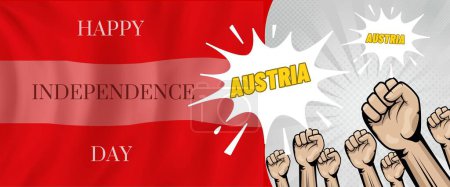 Austria national day banner for independence day anniversary. Flag of Austria and modern geometric retro abstract design