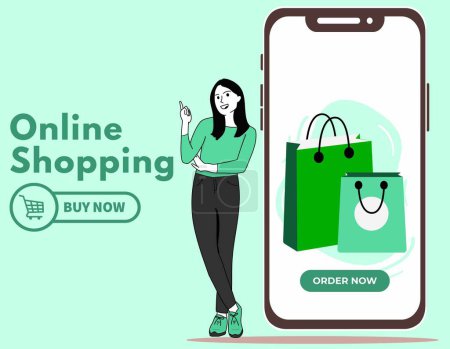 Free vector online shopping mobile app templates concept flat design illustration 