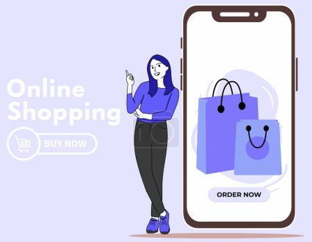 Free vector online shopping mobile app templates concept flat design illustration 
