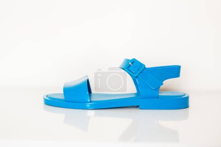 Photo for Blue summer slippers isolated on background. Fashion concept - Royalty Free Image