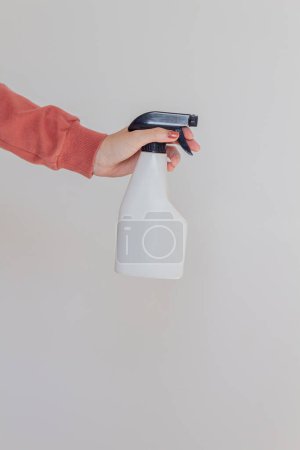 Foto de Mano femenina sosteniendo un spray limpiador - Imagen libre de derechos