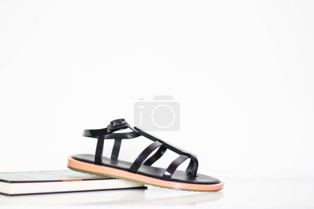 Photo for Trendy female sandals on white background. Aesthetic fashion accessory. - Royalty Free Image