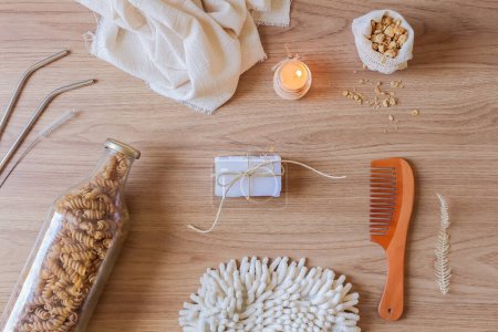 Photo for Zero Waste Home Items Flat Lay - Royalty Free Image