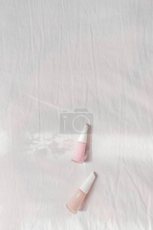 Photo for Lifestyle flat lay, top view composition with nail polish - Royalty Free Image
