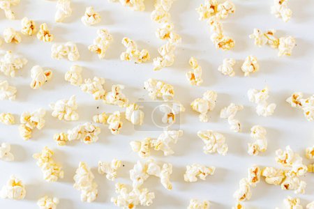 Photo for Pile of popcorn on white background. Autumn, winter food concept. - Royalty Free Image