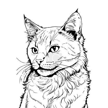 Foto de Ilustración de gato blanco y negro con líneas mínimas. - Imagen libre de derechos