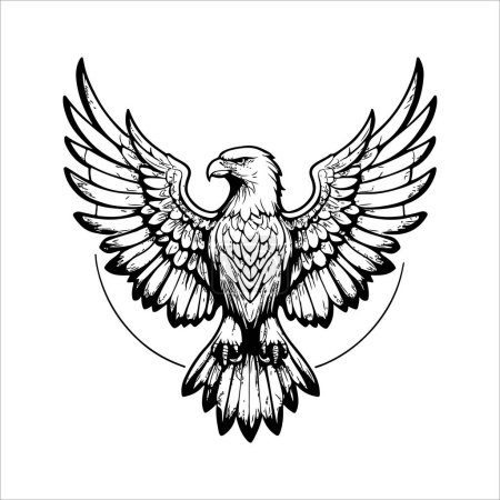 Foto de Arte de línea detallada de un águila con alas extendidas. - Imagen libre de derechos