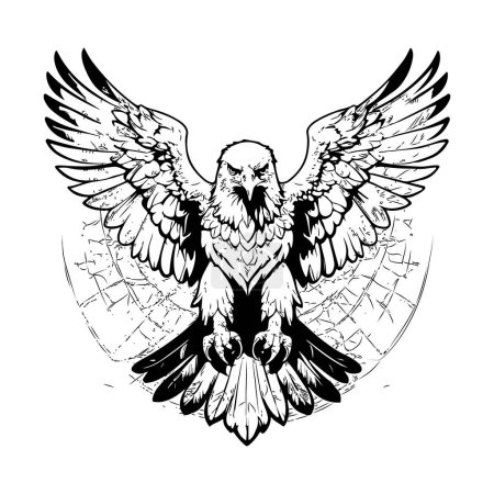 Foto de Dibujo en línea detallado de un águila con alas extendidas. - Imagen libre de derechos