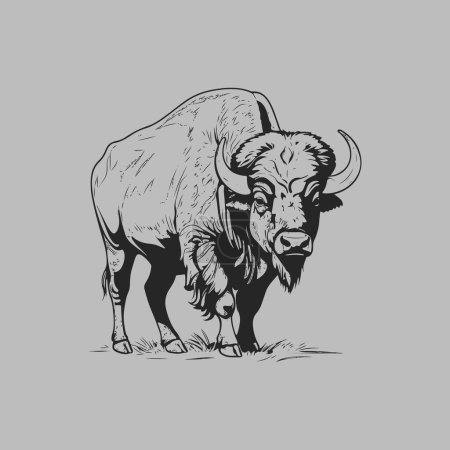 Foto de Vector de arte de línea detallada de un búfalo. - Imagen libre de derechos