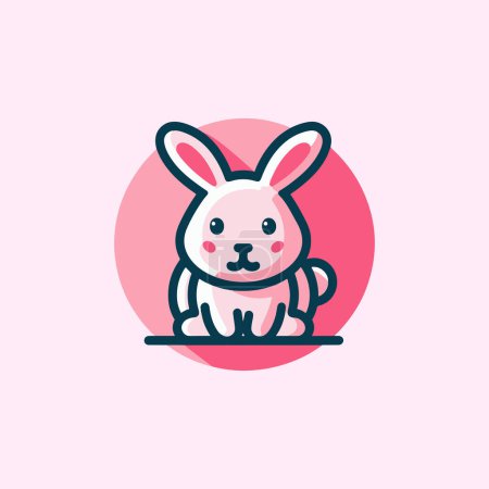 Vector design of a cute pink rabbit icon