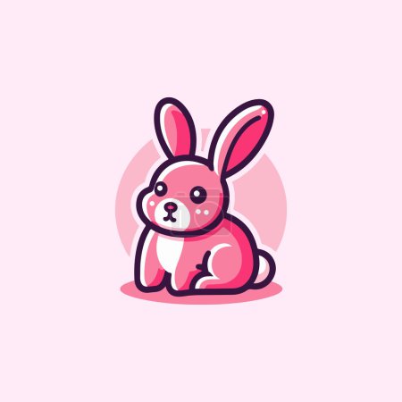 Vector illustration of a pink rabbit, adorable rabbit icon
