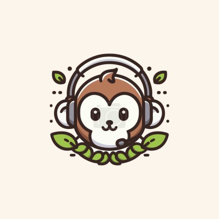 Melodic Monkey Moment, Playful Headset Art.