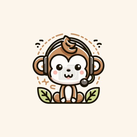 Cute Monkey with Headset Artwork.