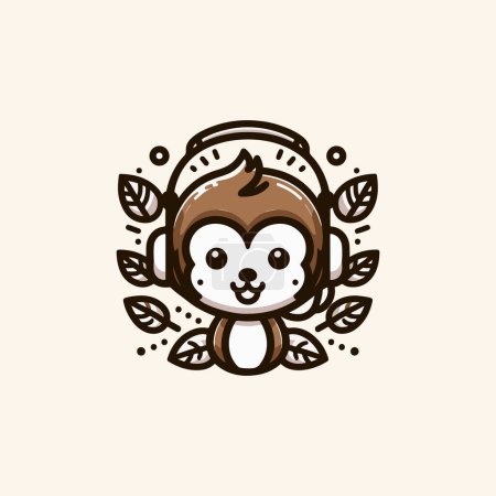 Tune-In with a Cute Monkey Headset Vector.