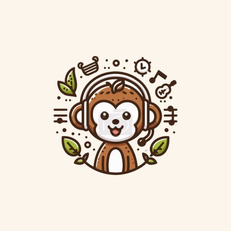 Playful Monkey with Headset, Digital Art Delight.