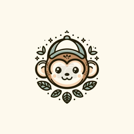 A Cute Monkey Wears a Stylish Cap in This Charming Vector Illustration