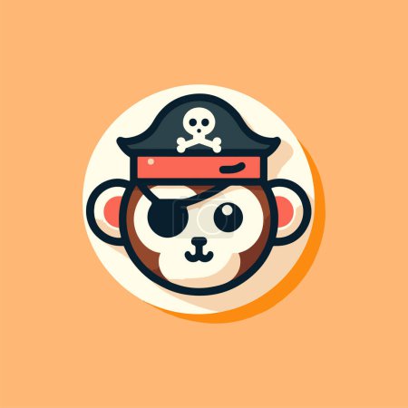 Pirate Monkey With Eye Patch Vector Illustration.