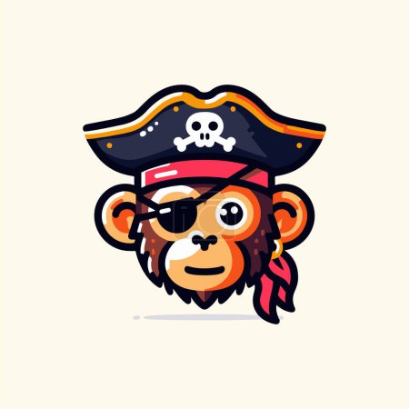 Illustration for Swashbuckling Pirate Monkey, Adventure on the High Seas. - Royalty Free Image