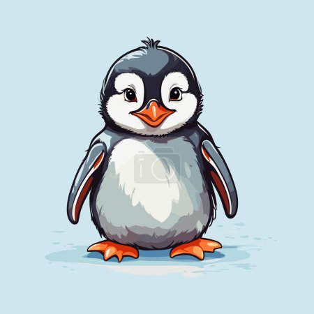Foto de Bonita caricatura de pingüino en una ilustración vectorial. - Imagen libre de derechos