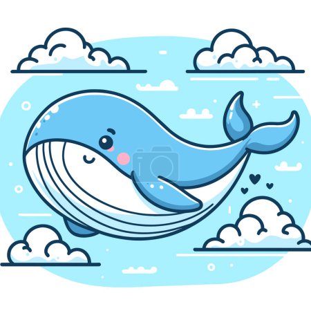 Foto de Alegre ballena azul volando alto - Imagen libre de derechos