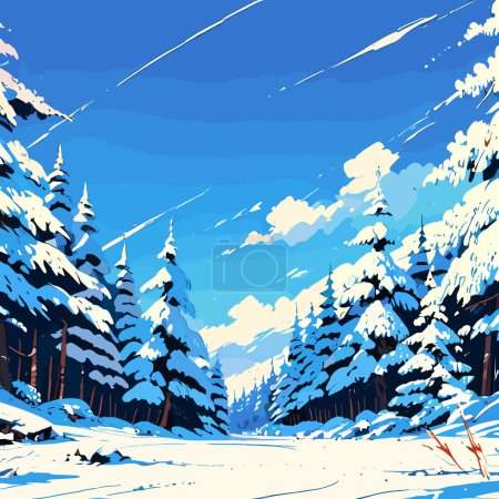 Foto de Gráfico vectorial de un fondo de bosque nevado, capturando la belleza de un país de las maravillas de invierno - Imagen libre de derechos