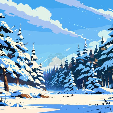 Foto de Gráfico vectorial de un fondo de bosque nevado, capturando la belleza de un país de las maravillas de invierno - Imagen libre de derechos