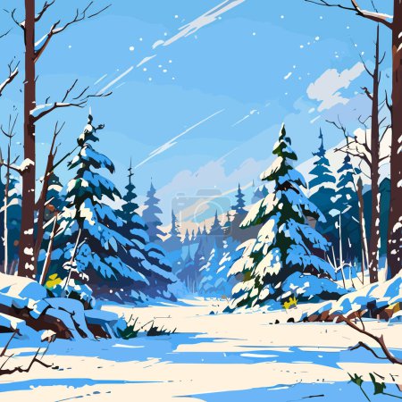 Illustration for Winter Wonderland Forest Vector Illustration - Royalty Free Image