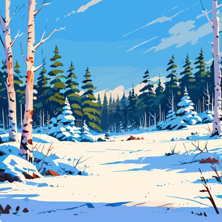Winter Wonderland Forest Vector Illustration