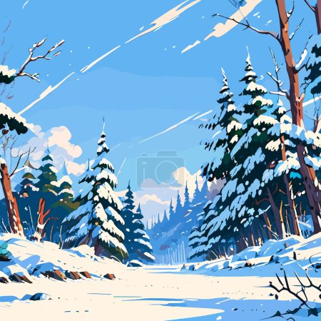 Illustration for Charming Snowy Forest Vector Illustration - Royalty Free Image