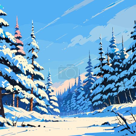 Foto de Encantador bosque nevado Vector Ilustración - Imagen libre de derechos