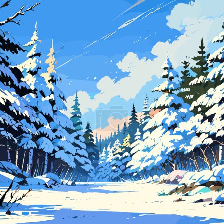 Illustration for Charming Snowy Forest Vector Illustration - Royalty Free Image
