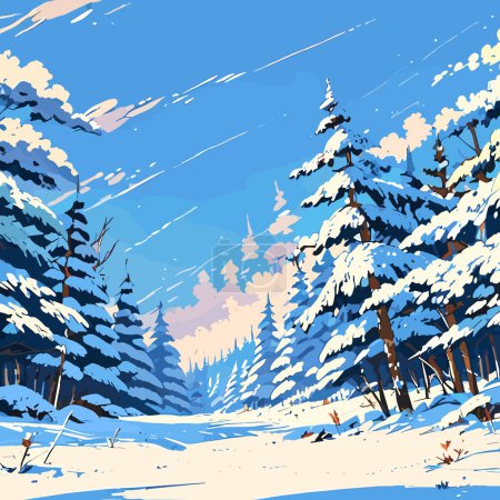 Charmante verschneite Wald Vektor Illustration
