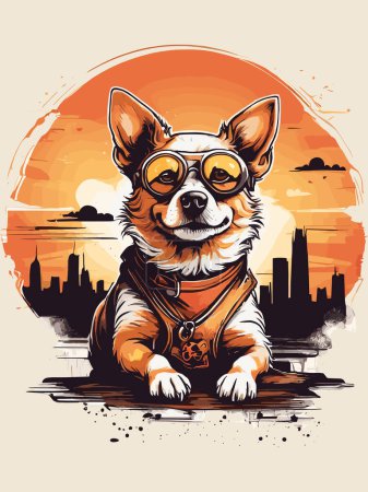 Téléchargez les illustrations : Canine rétro au crépuscule Illustration - en licence libre de droit