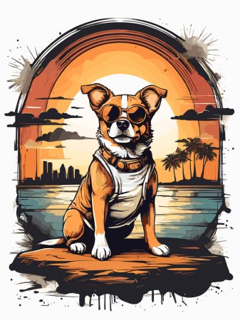 Téléchargez les illustrations : Retro chien aventure Steampunk coucher de soleil Vista - en licence libre de droit