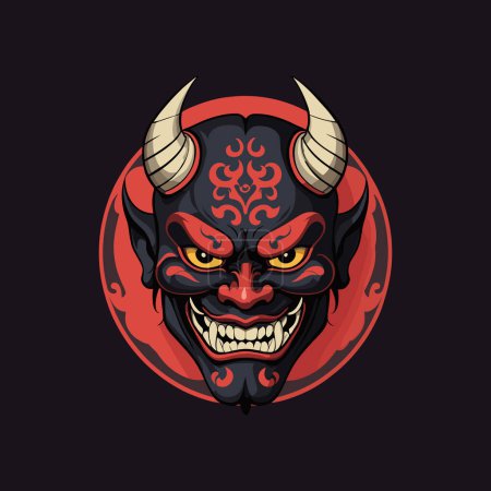 Red and Black Hannya Vector Art