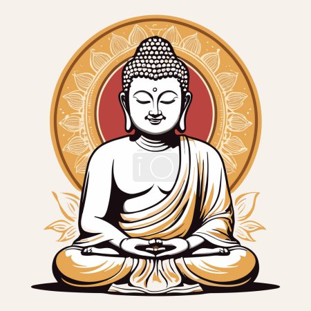 Buddha depicted in meditation, vector style