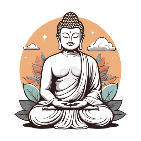 Zen Buddha Meditating Isolated on White Background